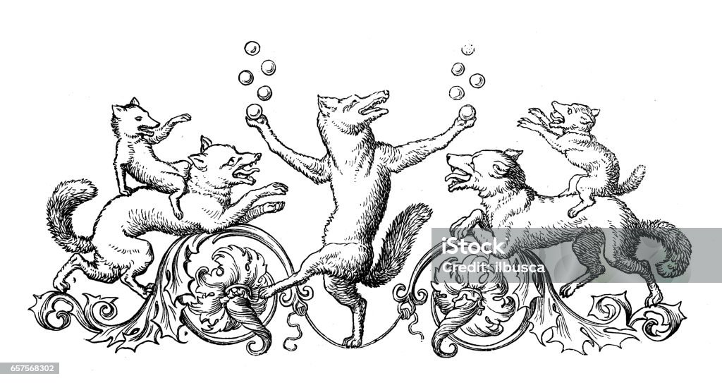 Humanized animals illustrations: Decoration Fox stock illustration