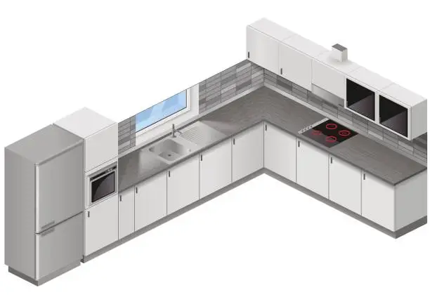 Vector illustration of Modern kitchen isometric