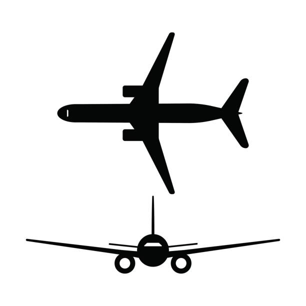 Passenger airplanes icons isolated on white background. Vector illustration. vector art illustration