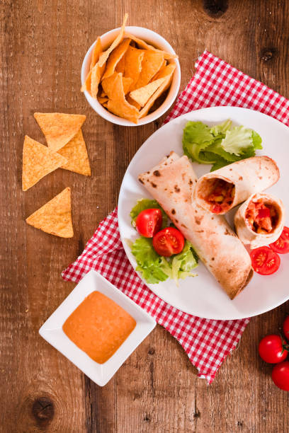 istock Tortilla wraps with chicken and vegetable. 657573008