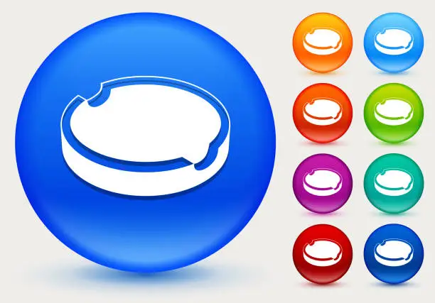 Vector illustration of Cigarette Ashtray Icon on Shiny Color Circle Buttons