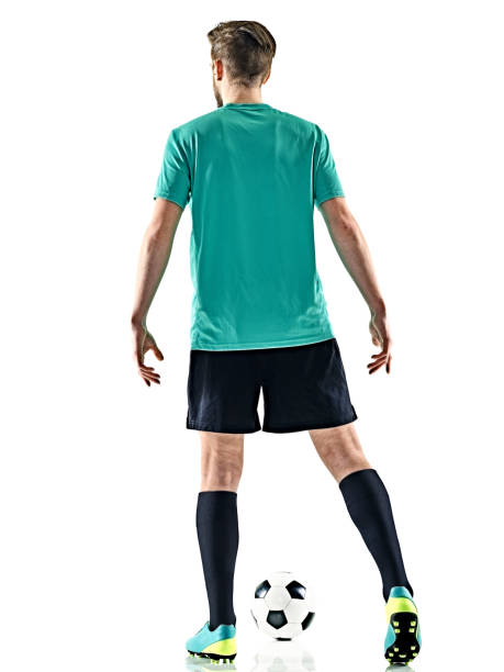 istock one soccer player man standing isolated white background 657602242