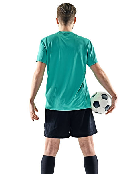 istock one soccer player man standing isolated white background 657602282