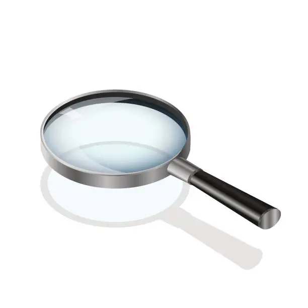Vector illustration of transparent realistic magnifying glass