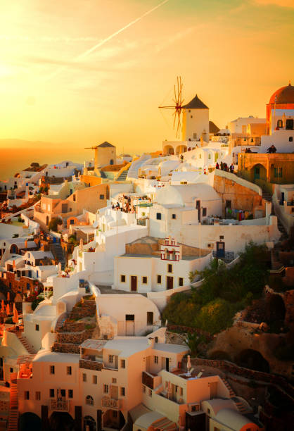 istock windmill of Oia at sunset, Santorini 657608938