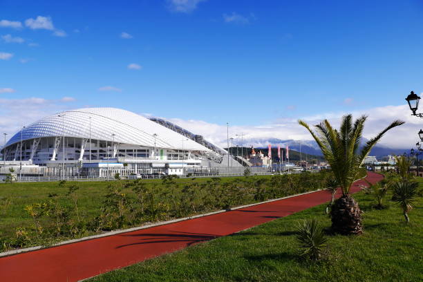 スタジアム ・ アドラー、ロシアのオリンピック公園で「fisht」 - roof sport competitive sport the olympic games ストックフォトと画像