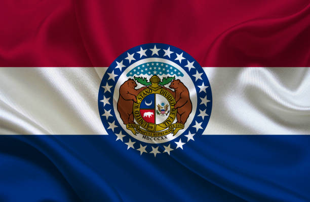 Waving Missouri State flag stock photo