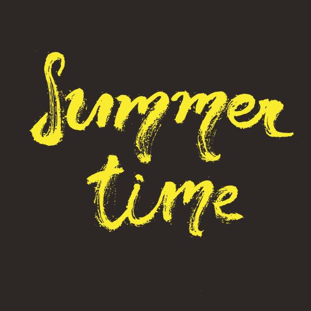 Hand drawn lettering - Summer time. vector art illustration