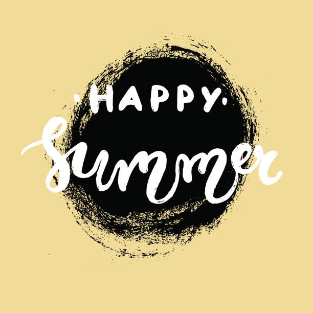 Hand drawn lettering - Happy Summer. vector art illustration