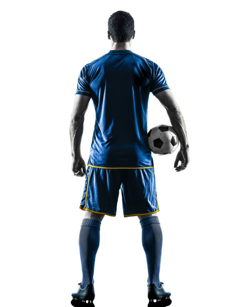soccer player man standing back  silhouette isolated