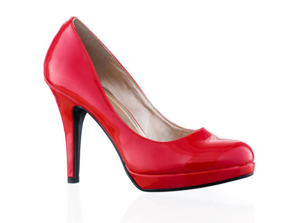 istock Hot red single stiletto isolated on white background 657623166