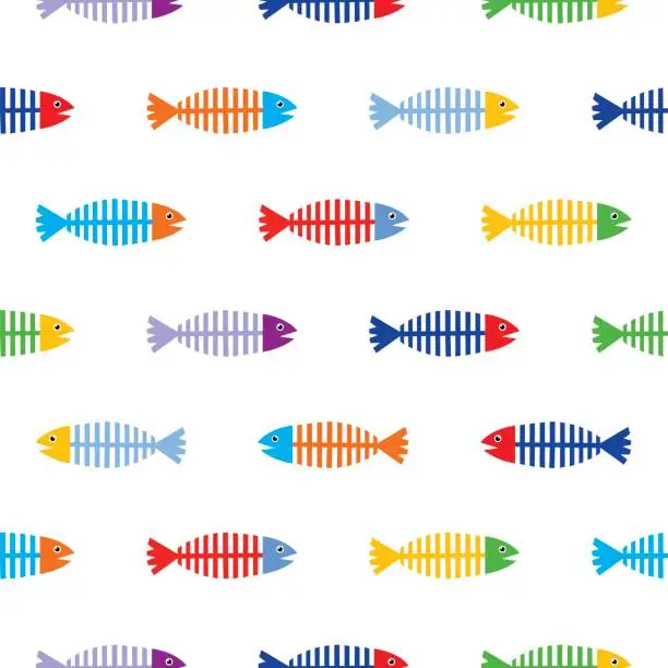 Vector illustration of Colorful Fish Seamless Pattern