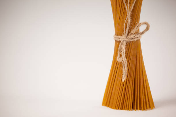 Bunch of spaghetti on white background