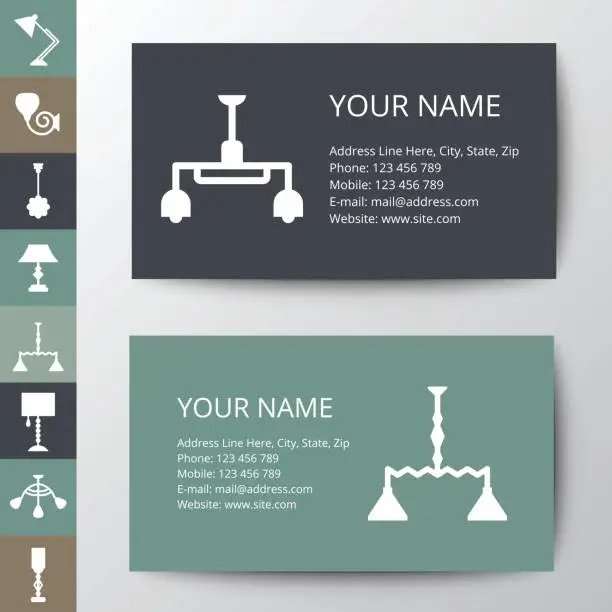 Vector illustration of Business card template with lamp.