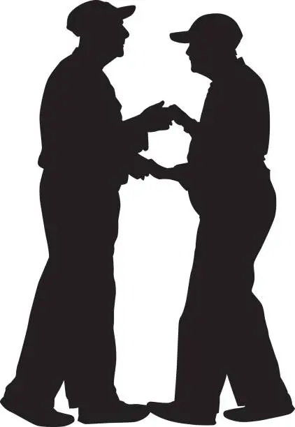 Vector illustration of Senior Couple Dancing Silhouette