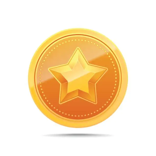 Vector illustration of 3D Gold medal. Winner award icon.