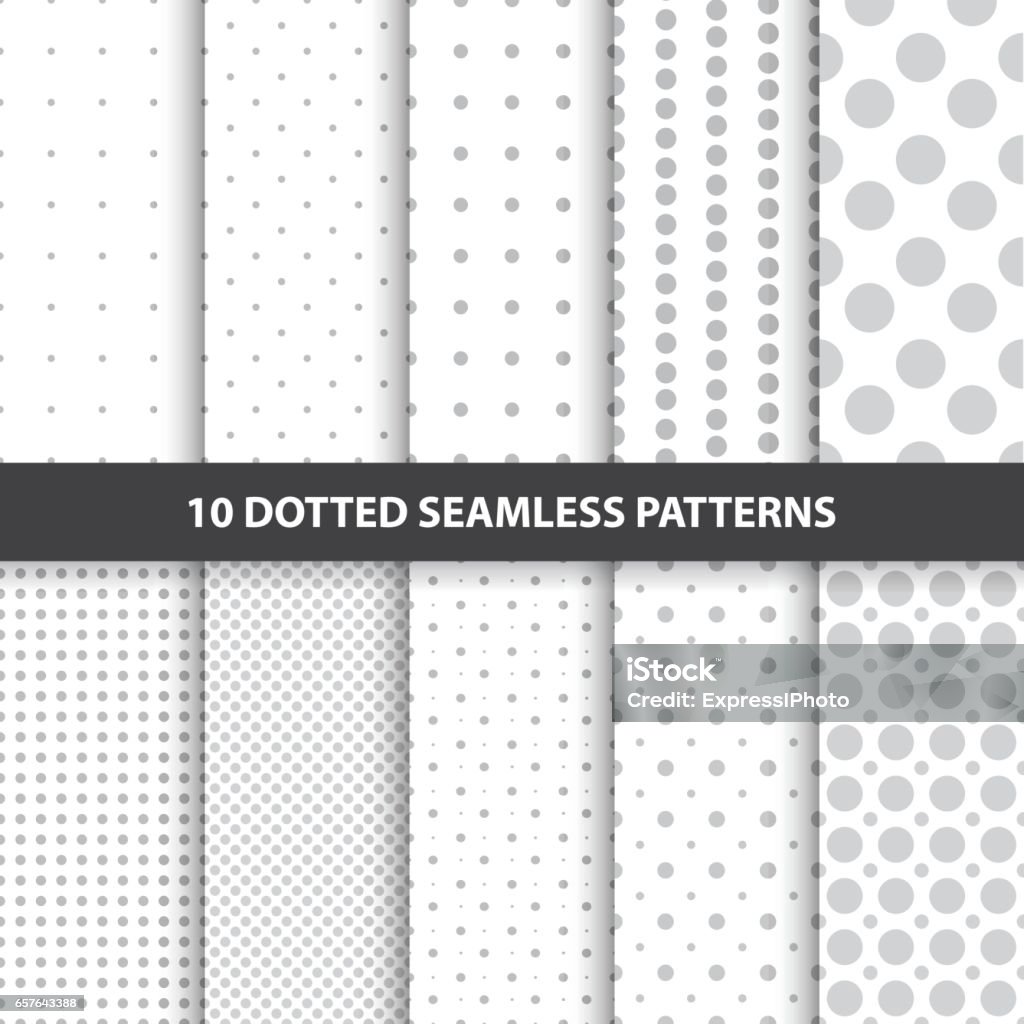 Collection of simple seamless dotted patterns. Collection of simple seamless dotted patterns. White and gray textures. Polka Dot stock vector