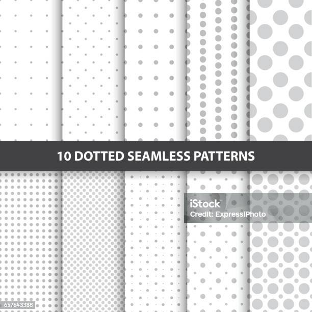 Collection Of Simple Seamless Dotted Patterns Stock Illustration - Download Image Now - Polka Dot, Seamless Pattern, Circle