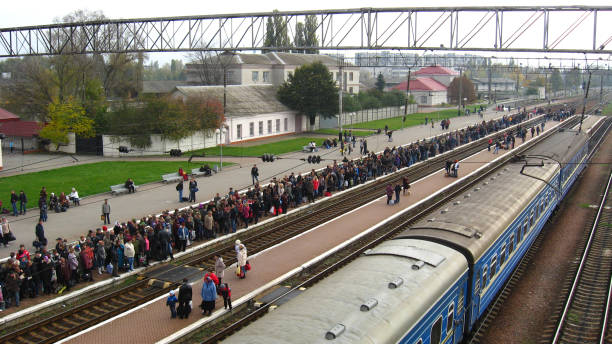 istock View to the people waiting for the electric train 657650366
