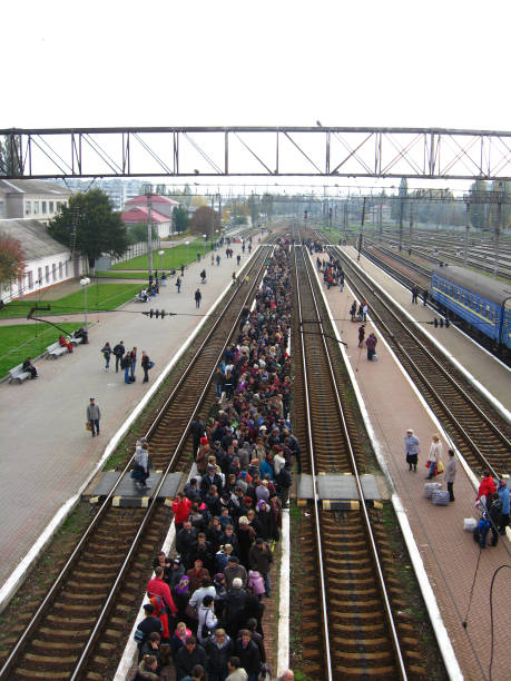 istock View to the people waiting for the electric train 657650416