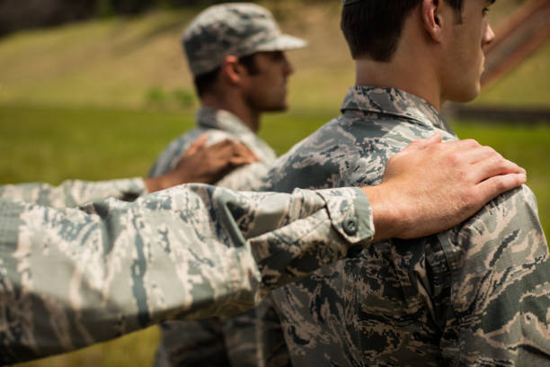 istock Military soldiers standing in boot camp 657660060