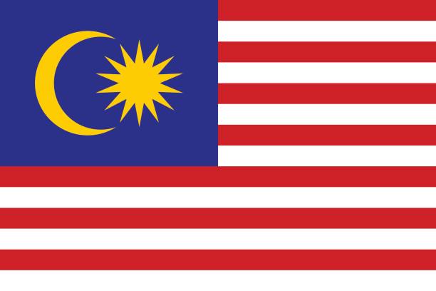 flagge von malaysia  - malaysia stock-grafiken, -clipart, -cartoons und -symbole
