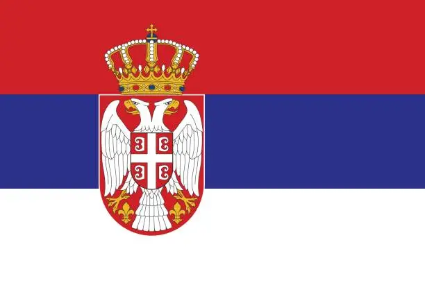 Vector illustration of Flag of Serbia