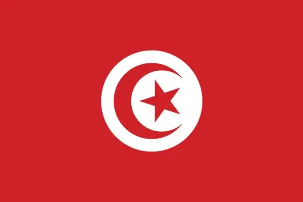 Vector illustration of Flag of Tunisia