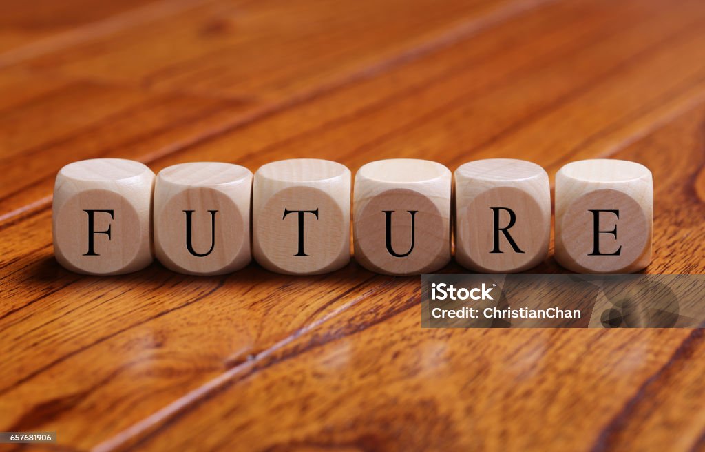 FUTURE Word Concept FUTURE word wooden blocks are on the floor. Freedom Stock Photo