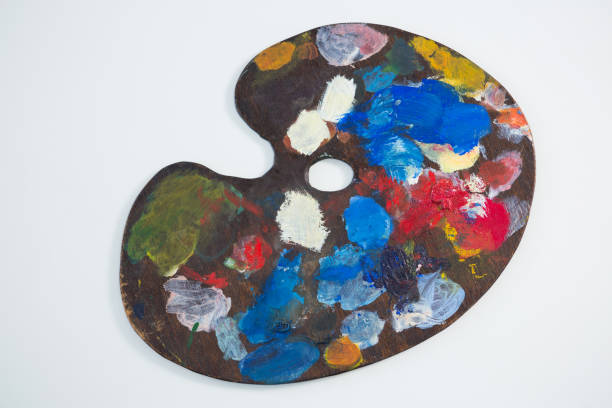istock Wooden palette with various watercolor 657689382