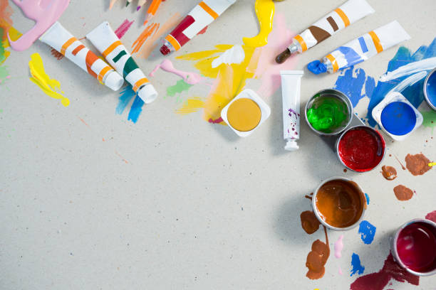 istock Watercolors spilled on white background 657697940
