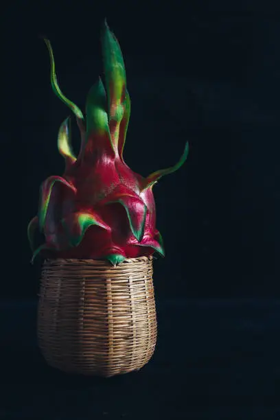 Fresh Dragonfruits on the dark background