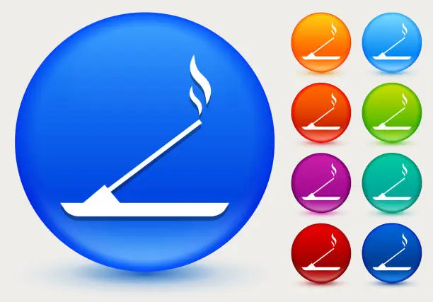 Vector illustration of Incense Icon on Shiny Color Circle Buttons