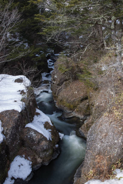 The upper stream parts of Ryuzu Waterfall, Okunikko, Nikko, Japan stock photo
