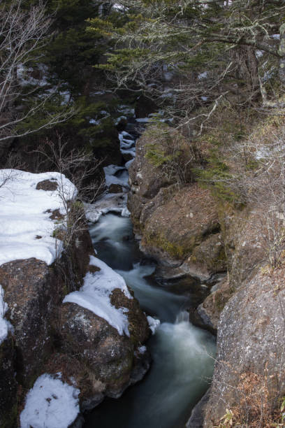 The upper stream parts of Ryuzu Waterfall, Okunikko, Nikko, Japan stock photo