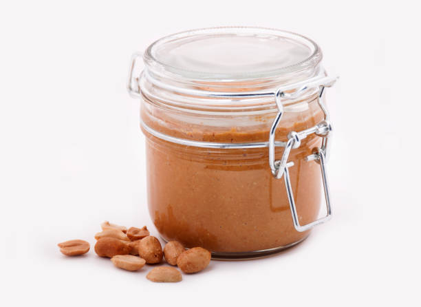 istock Homemade peanut butter in a glass jar 657724298