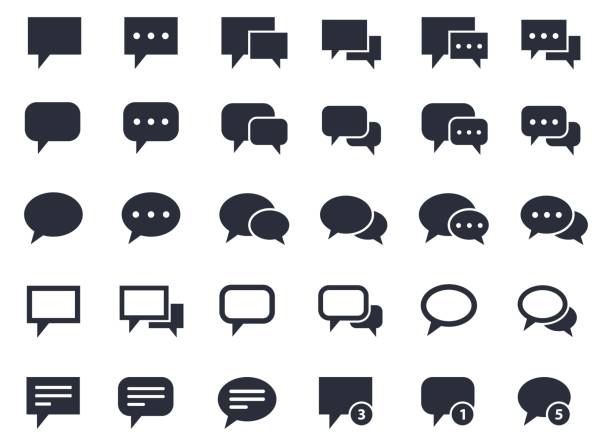 speech bubble icons speech bubble set, communication, talk and dialog icons speech bubble stock illustrations