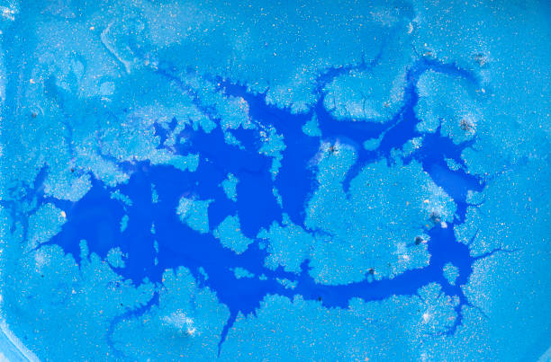 istock Blue liquid texture, watercolor hand drawn marbling illustration, abstract background 657730104