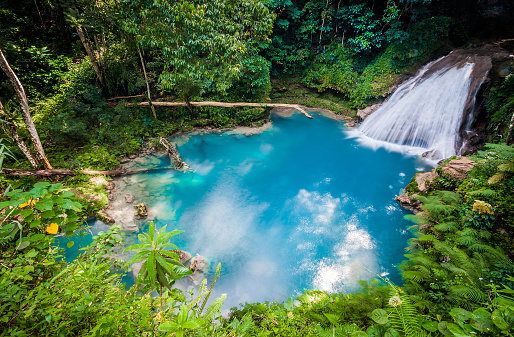 Beautiful and picturesque waterfalls\nCambugahay Falls, Siquijor, The Philippines