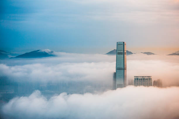 istock Clouds rolling over Hong Kong Victoria Harbor at misty season 657743982