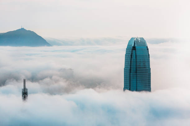 istock Clouds rolling over Hong Kong Victoria Harbor at misty season 657743986