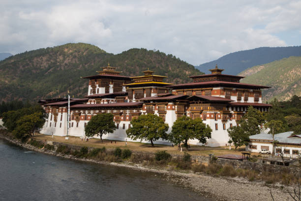 Punakha Dzong in Punakha, Bhutan Punakha Dzong in Punakha, Bhutan phyang monastery stock pictures, royalty-free photos & images