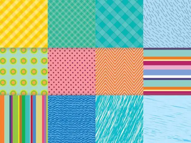 Vector illustration of Beautiful tartan, lined, striped, pattern set
