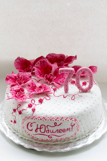 istock sweet pink orchids white anniversary cake closeup 657750714