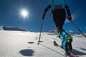 Walking with  Walking with  ski mountaineering with sealskins in mountains  in mountains