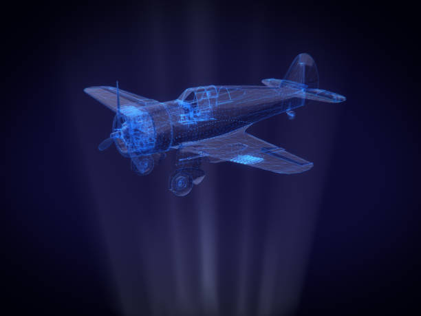 istock blue x-ray Aircraft  in Hologram Wireframe Style.3D rendering. 657757556