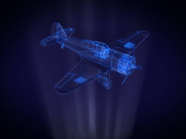 istock blue x-ray Aircraft  in Hologram Wireframe Style.3D rendering. 657757574