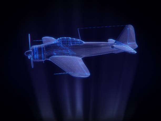 istock blue x-ray Aircraft  in Hologram Wireframe Style.3D rendering. 657757632