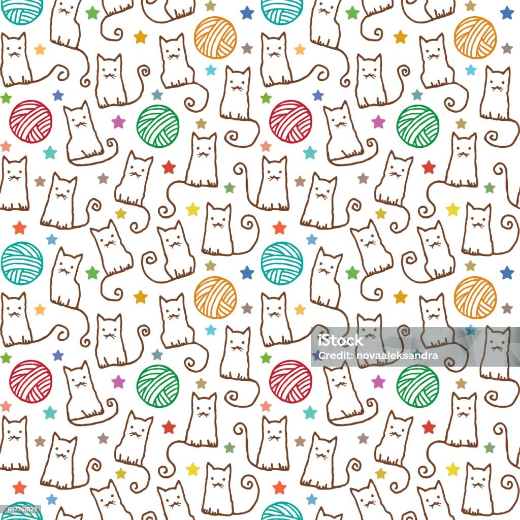 Cat Claw Pattern Hand Drawn Seamless Pattern With Cats And Wool Claws 1 Stock ...