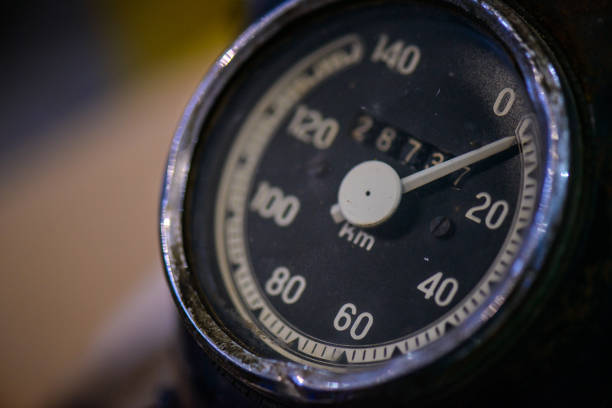 Motorcycle gauge (speedometer/odometer) close up